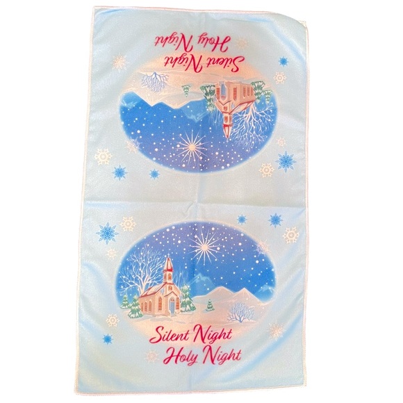 Kitchen Towel Bar Cloth Winter Scene with Church Silent Night Holy Night 15x25 - Picture 1 of 4